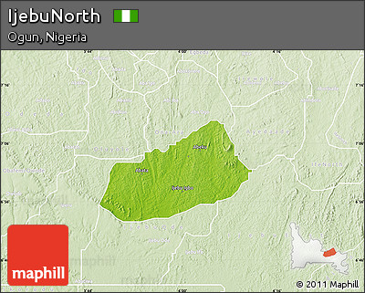 Physical Map of IjebuNorth, lighten