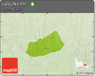 Physical Map of IjebuNorth, lighten