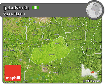 Physical Map of IjebuNorth, satellite outside