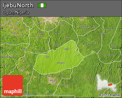Physical Map of IjebuNorth, satellite outside