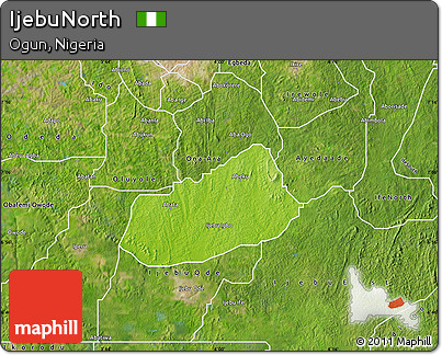 Physical Map of IjebuNorth, satellite outside