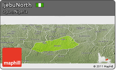Physical Panoramic Map of IjebuNorth, semi-desaturated