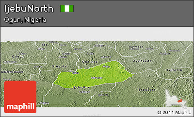 Physical Panoramic Map of IjebuNorth, semi-desaturated