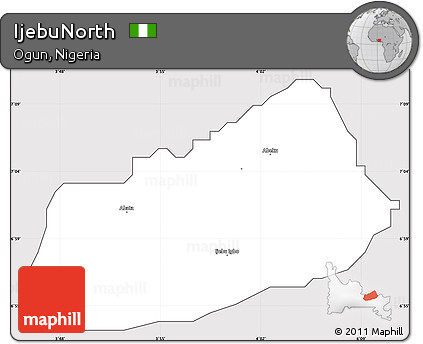 Silver Style Simple Map of IjebuNorth, cropped outside