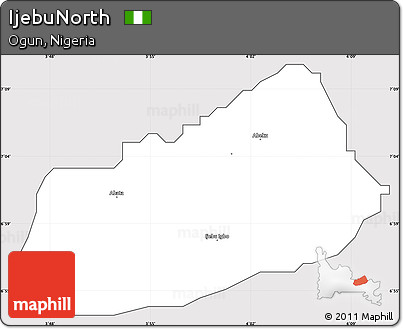 Silver Style Simple Map of IjebuNorth, cropped outside