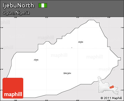 Silver Style Simple Map of IjebuNorth, cropped outside