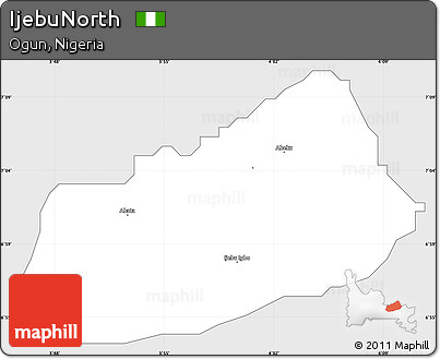 Silver Style Simple Map of IjebuNorth, single color outside