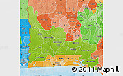 Physical Map of Ogun, political shades outside