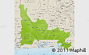 Physical Map of Ogun, shaded relief outside