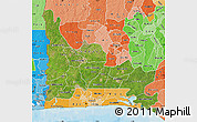 Satellite Map of Ogun, political shades outside