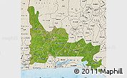 Satellite Map of Ogun, shaded relief outside