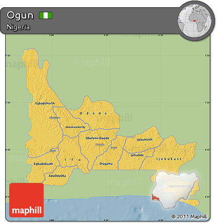 Savanna Style Map of Ogun, single color outside