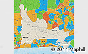 Shaded Relief Map of Ogun, political outside