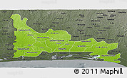 Physical Panoramic Map of Ogun, darken, semi-desaturated