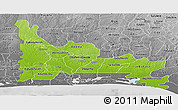 Physical Panoramic Map of Ogun, desaturated