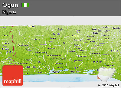 Physical Panoramic Map of Ogun