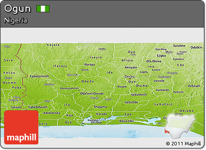 Physical Panoramic Map of Ogun