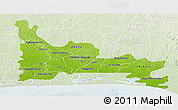 Physical Panoramic Map of Ogun, lighten