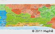 Physical Panoramic Map of Ogun, political shades outside