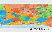 Political Panoramic Map of Ogun, political shades outside