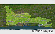 Satellite Panoramic Map of Ogun, darken