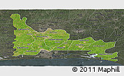 Satellite Panoramic Map of Ogun, darken, semi-desaturated