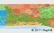 Satellite Panoramic Map of Ogun, political shades outside