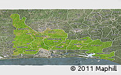 Satellite Panoramic Map of Ogun, semi-desaturated