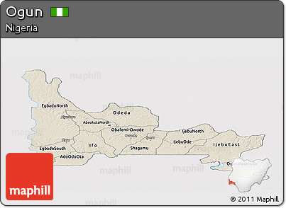 Shaded Relief Panoramic Map of Ogun, cropped outside