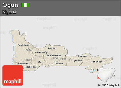Shaded Relief Panoramic Map of Ogun, cropped outside