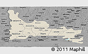 Shaded Relief Panoramic Map of Ogun, darken, desaturated