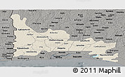 Shaded Relief Panoramic Map of Ogun, darken, semi-desaturated