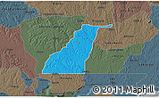 Political 3D Map of Shagamu, darken, semi-desaturated