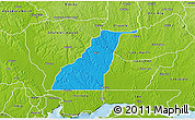 Political 3D Map of Shagamu, physical outside