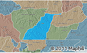 Political 3D Map of Shagamu, semi-desaturated