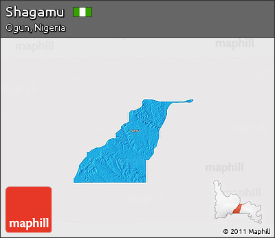 Political 3D Map of Shagamu, single color outside
