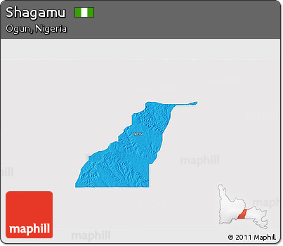Political 3D Map of Shagamu, single color outside
