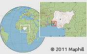 Savanna Style Location Map of Shagamu, highlighted country, highlighted parent region, within the entire country