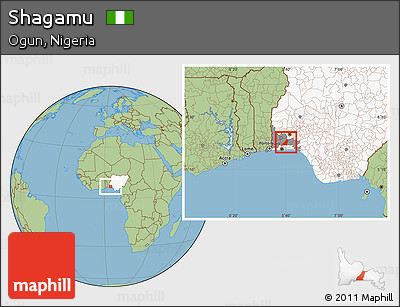 Savanna Style Location Map of Shagamu, highlighted country, highlighted parent region