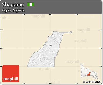 Classic Style Map of Shagamu, single color outside