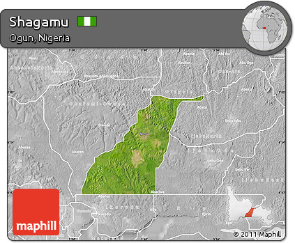 Satellite Map of Shagamu, lighten, desaturated