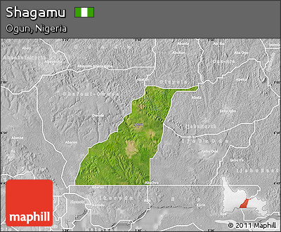 Satellite Map of Shagamu, lighten, desaturated