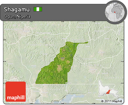 Satellite Map of Shagamu, lighten