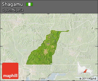 Satellite Map of Shagamu, lighten