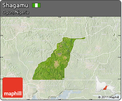 Satellite Map of Shagamu, lighten