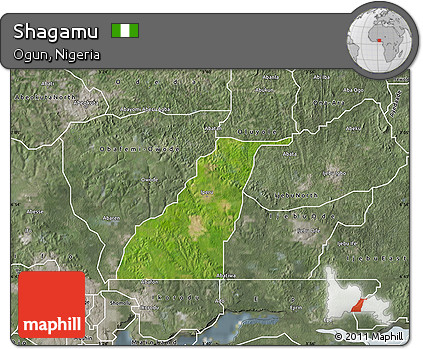 Satellite Map of Shagamu, semi-desaturated