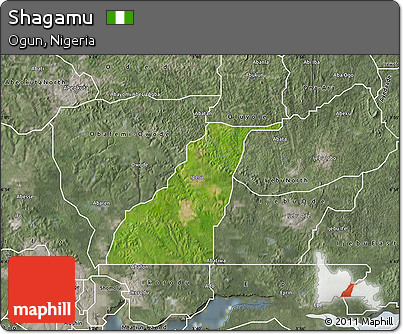 Satellite Map of Shagamu, semi-desaturated