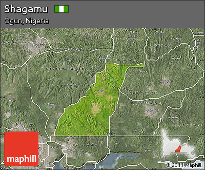 Satellite Map of Shagamu, semi-desaturated