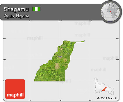 Satellite Map of Shagamu, single color outside