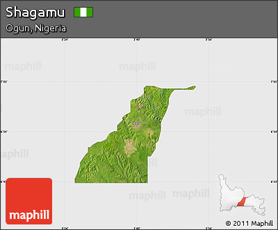 Satellite Map of Shagamu, single color outside
